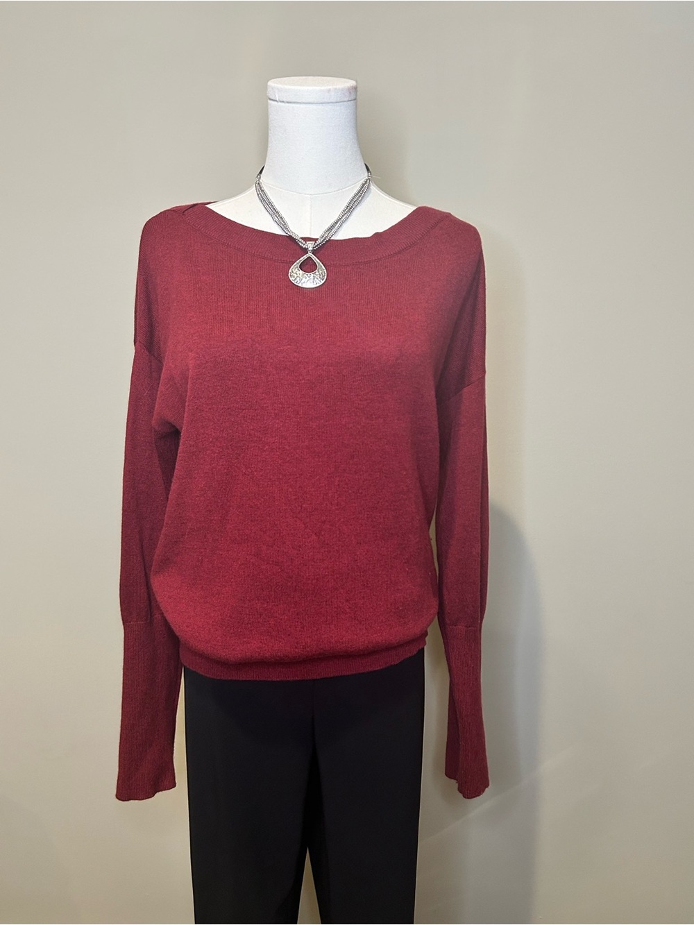 White House Black Market Cashmere Blend Sweater Burgundy Red Medium